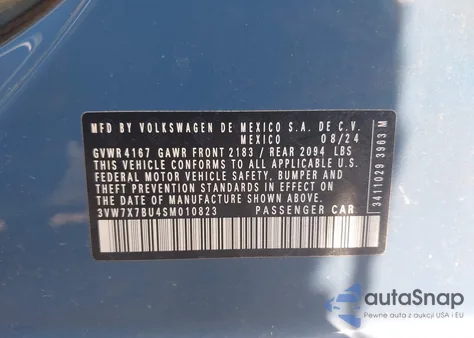 2025 Volkswagen Jetta 1.5T Se from USA, damaged, VIN 3VW7X7BU4SM010823